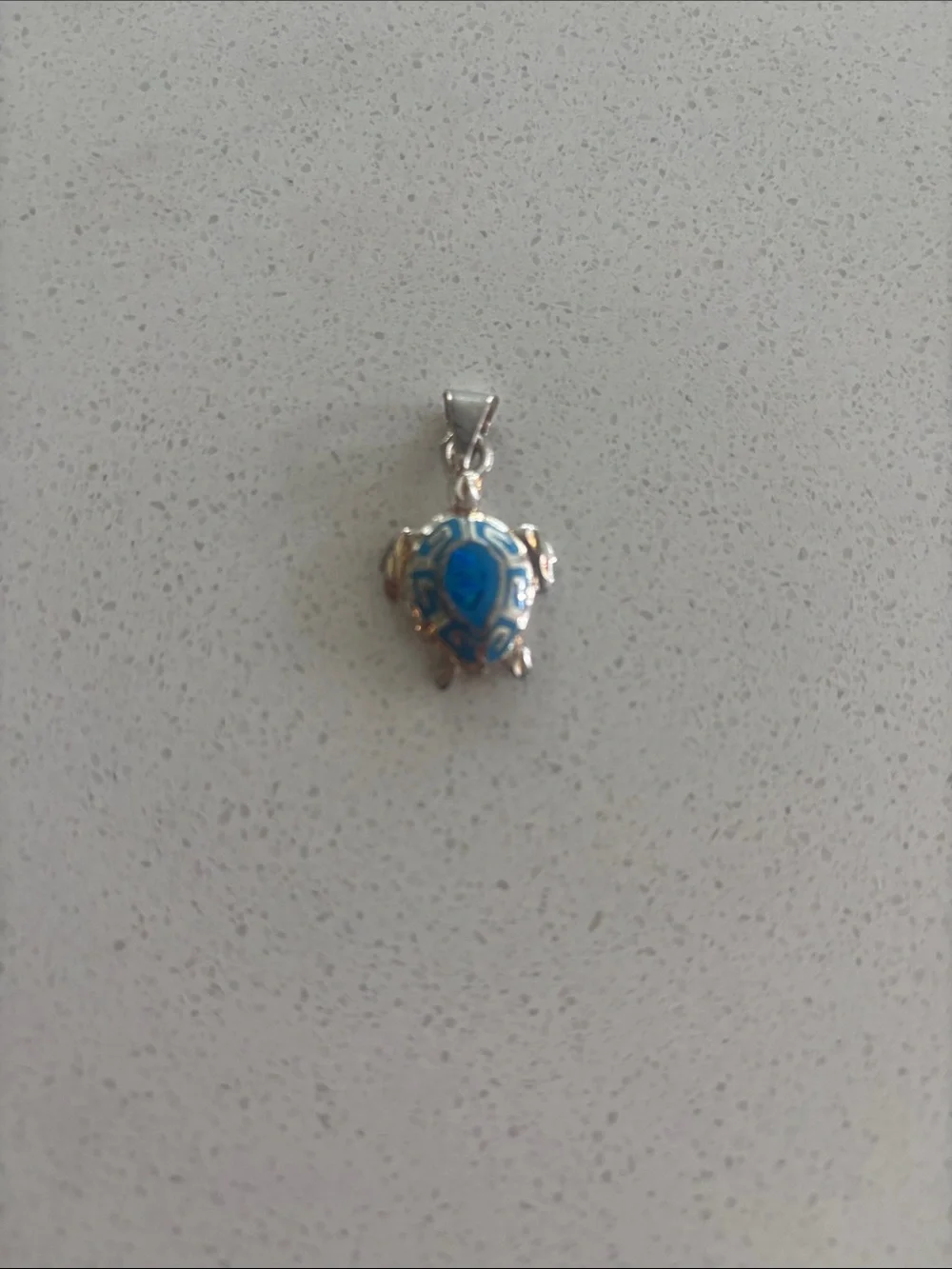 Blue Turquoise & Sterling Silver 925 Turtle Pendant Necklace Charm